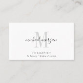 Carte De Visite Simple Modern Therapist Script Monogram (Devant)