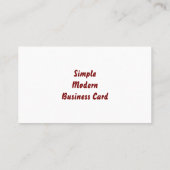 Carte de visite simple moderne (Dos)