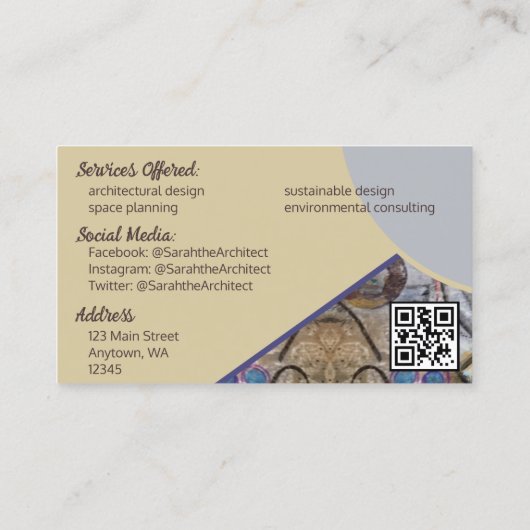 Carte De Visite Simple moderne avec accents Abstraits QR Code (Dos)