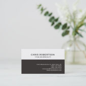 Carte de visite simple moderne beige foncé blanc (Debout devant)