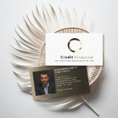 Carte De Visite Simple moderne Black Gold Crédit professionnel Pho