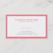 Carte De Visite Simple Moderne Blanc Avec Bordure Rose (Dos)