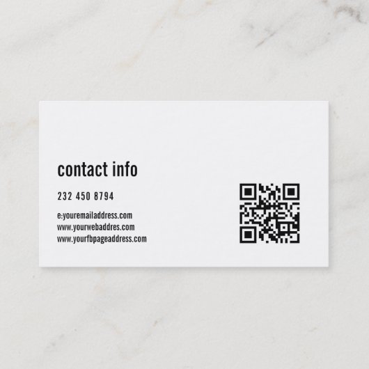 Carte De Visite Simple moderne blanc et noir Hello (Dos)