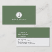 Carte De Visite Simple moderne blanc & Sage-Green SEO SpecialisT (Devant / Derrière)
