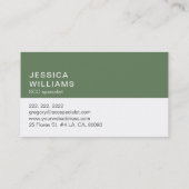 Carte De Visite Simple moderne blanc & Sage-Green SEO SpecialisT (Dos)