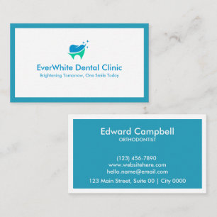 Carte De Visite Simple Moderne Blanche Gras Aqua Dental Lumineux