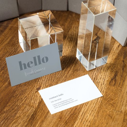 Carte De Visite Simple moderne bleu gris et blanc réversible