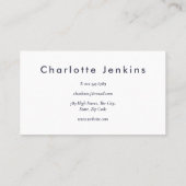 Carte De Visite Simple moderne bleu marine (Dos)