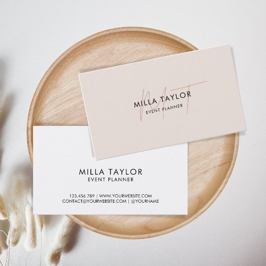 Carte De Visite Simple moderne Blush rose Monogramme féminin Logo