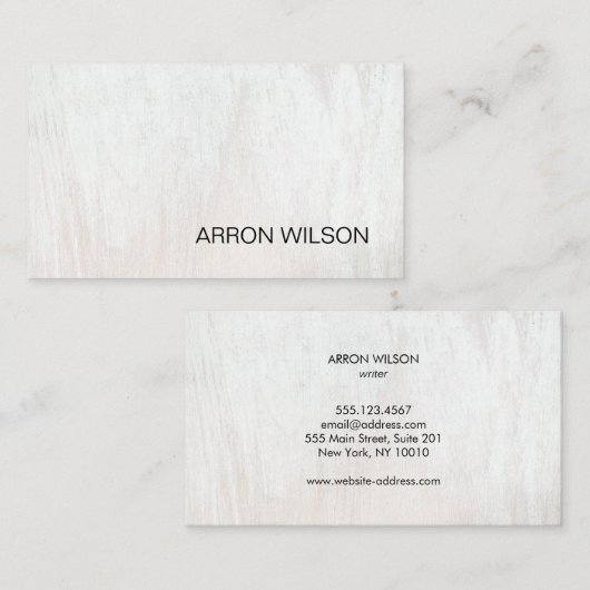 Carte De Visite Simple moderne bois blanc professionnel (Devant / Derrière)