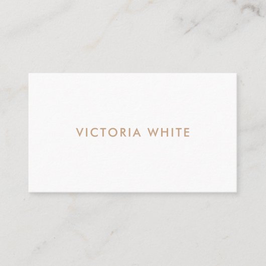 Carte De Visite Simple Moderne Chic Blanc Beige Business Car (Devant)