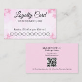 Carte De Visite Simple Moderne Code QR de Fidélité Rose (Devant / Derrière)