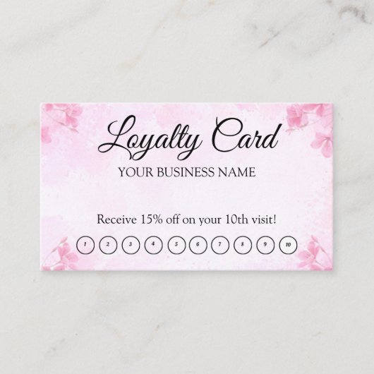 Carte De Visite Simple Moderne Code QR de Fidélité Rose (Devant)