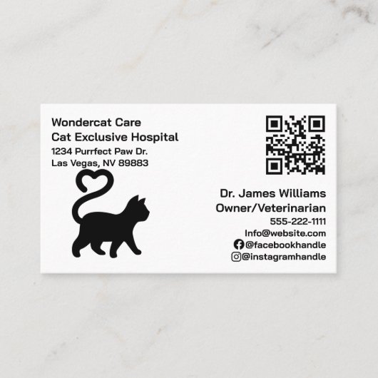 Carte De Visite Simple, Moderne, Code QR Hôpital Vétérinaire (Devant)