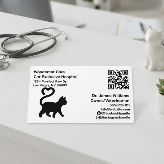 Carte De Visite Simple, Moderne, Code QR Hôpital Vétérinaire