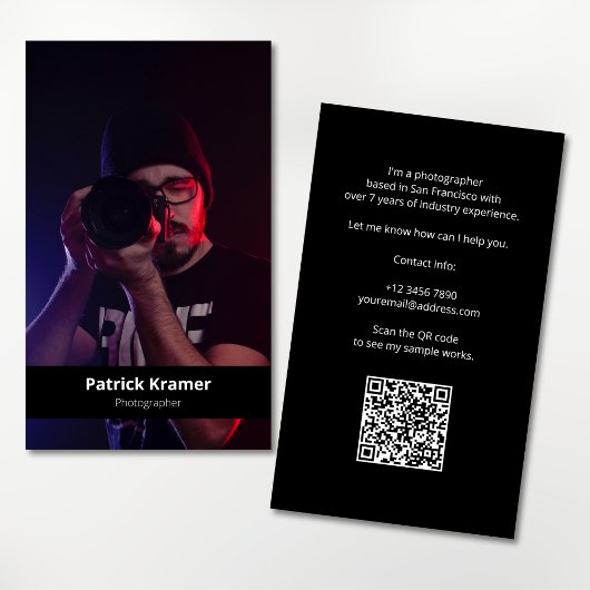 Carte De Visite Simple Moderne Code QR Photo Professionnel