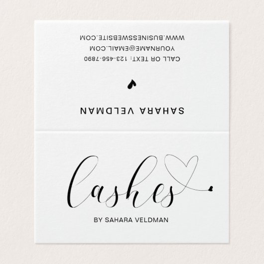 Carte De Visite Simple Moderne Cute Heart Élégant Lashes (Extérieur déplié)