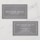 CARTE DE VISITE SIMPLE MODERNE DE TOILE GRIS (Devant / Derrière)