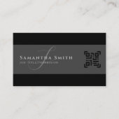 Carte De Visite Simple moderne demi-gris mi-noir QR Monogramme (Devant)