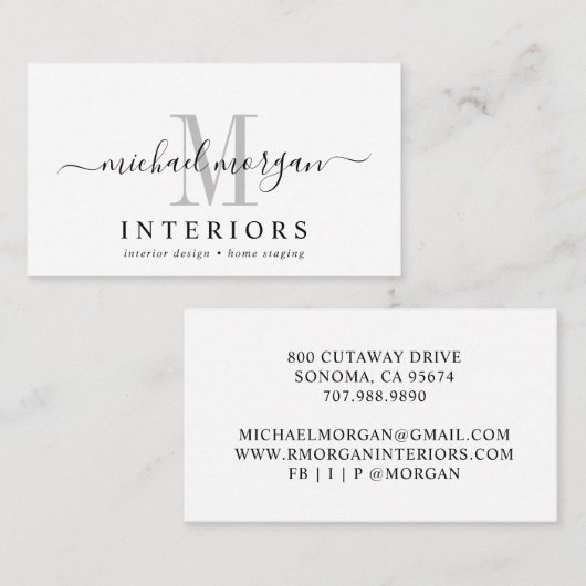 Carte De Visite Simple moderne Design d'intérieur (Devant / Derrière)