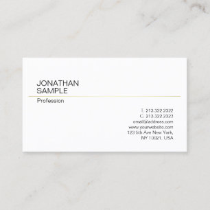 Carte De Visite Simple Moderne Design élégant Blanc Plaine Or tend