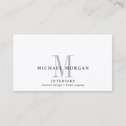 Carte De Visite Simple moderne Design intérieur Monogramme Entrepr (Devant)