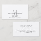 Carte De Visite Simple moderne Design intérieur Monogramme Entrepr (Devant / Derrière)