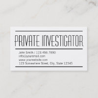 Carte de visite simple moderne d'investigateur