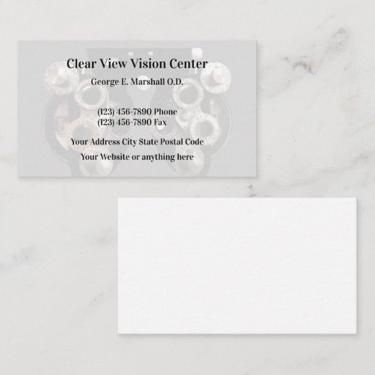 Carte De Visite Simple moderne d'optométriste (Devant / Derrière)