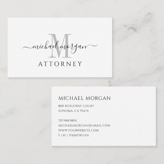 Carte De Visite Simple Moderne Écriture Avocat Entreprise (Devant / Derrière)