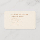 Carte De Visite Simple moderne, élégant biege professionnel (Dos)