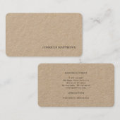 Carte De Visite Simple, moderne, élégant Linge de Cuir Brown (Devant / Derrière)