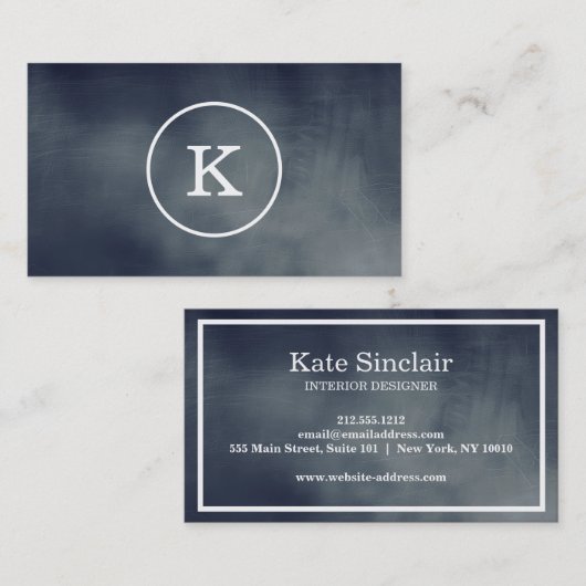 Carte De Visite Simple moderne élégant Monogramme noir Chalkboard (Devant / Derrière)