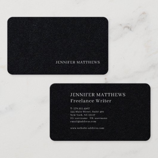 Carte De Visite Simple moderne, élégant noir et blanc (Devant / Derrière)