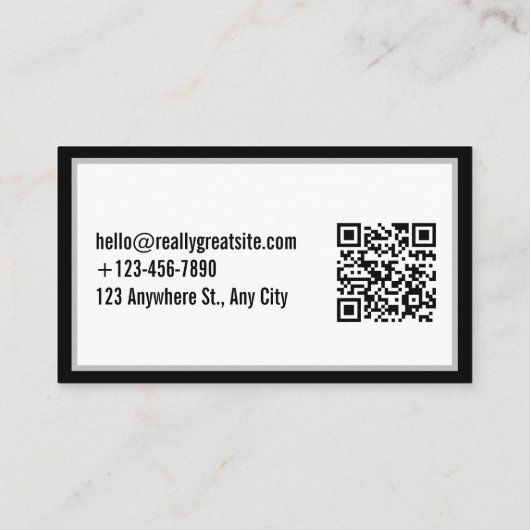 Carte De Visite Simple moderne élégant Qr Code personnalisé (Dos)