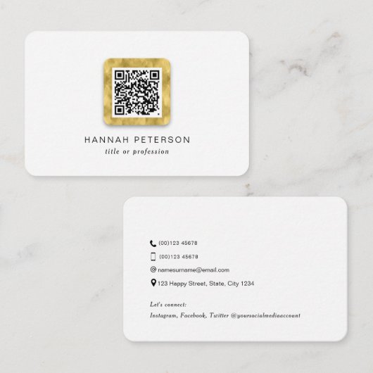 Carte De Visite Simple moderne élégant réseau or code QR (Devant / Derrière)