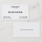 Carte De Visite Simple moderne élégant simple blanc professionnel (Devant / Derrière)