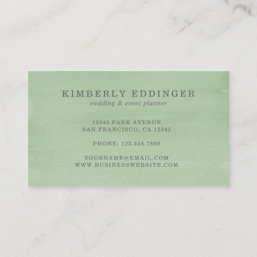 Carte De Visite Simple Moderne Élégant Vert Rustique (Dos)