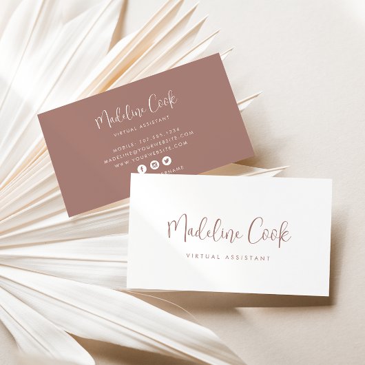 Carte De Visite Simple moderne en terre cuite Calligraphie Médias 