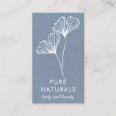 Carte De Visite Simple Moderne Feuille Botanique Neutre Bleu Moder (Devant)