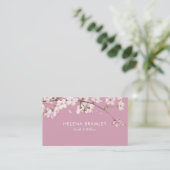 Carte De Visite Simple Moderne Fleur Rose (Debout devant)