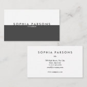 Carte De Visite Simple moderne Gris de galet blanc professionnel (Devant / Derrière)