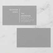 Carte De Visite Simple moderne Gris minimal texturé blanc Script (Devant / Derrière)
