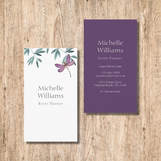 Carte De Visite Simple moderne jardin verdure Dragonfly botanique