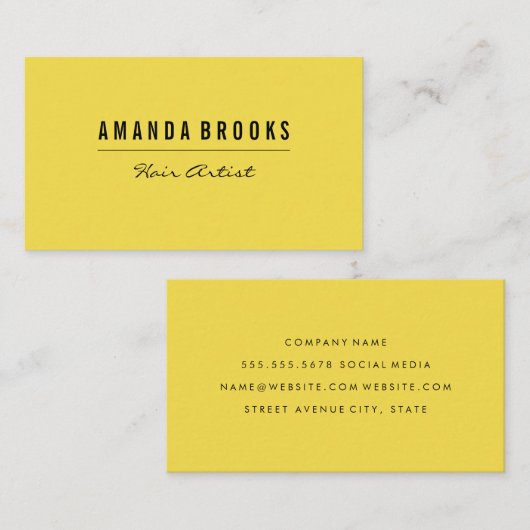 Carte De Visite Simple moderne jaune (Devant / Derrière)