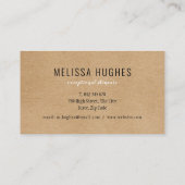 Carte De Visite Simple Moderne Kraft Rustique (Dos)