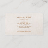 Carte De Visite Simple, moderne, Linge de lit beige clair Professi (Dos)