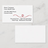 Carte De Visite Simple moderne Médicale Home Health Aide (Devant / Derrière)