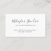 Carte De Visite Simple moderne Merci blanc floral élégant (Dos)