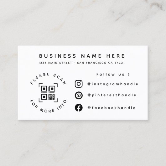 Carte De Visite Simple moderne Merci d'entreprise QR Code Sociales (Devant)